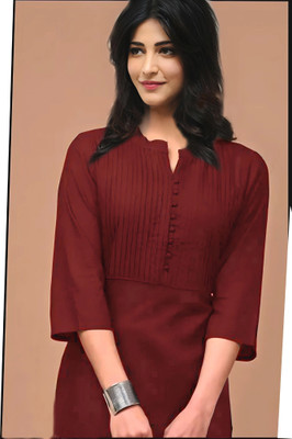 ramaneey Women Solid Straight Kurta(Maroon)