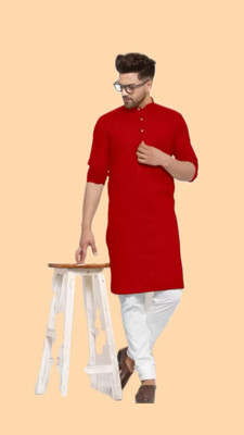 VINAARI Men Solid A-line Kurta(Red)