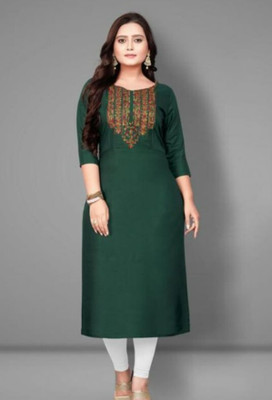 MUHAL Women Printed A-line Kurta(Green)
