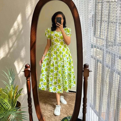 TP STUDIO Women Printed Anarkali Kurta(Green)