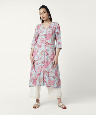 Rangmanch by Pantaloons Women Printed A-line Kurta(Blue)