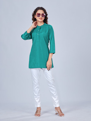 SPGR Women Solid Straight Kurta(Dark Green)
