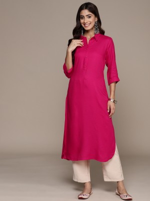 anubhutee Women Solid Straight Kurta(Pink)