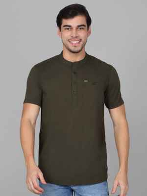 CANTABIL Men Solid Straight Kurta(Green)