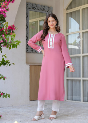 Daevish Women Floral Print Straight Kurta(Light Blue)