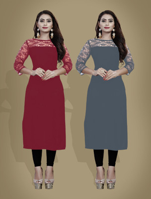 Dream Beauty Fashion Women Self Design Straight Kurta(Multicolor)