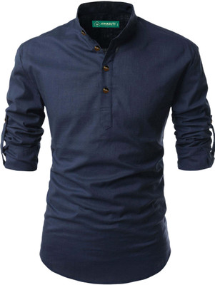 VIMASUTI Men Solid A-line Kurta(Blue)