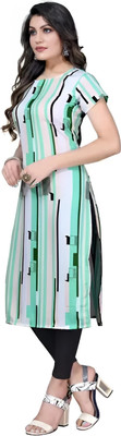 EEIZEE Women Striped A-line Kurta(Light Green)