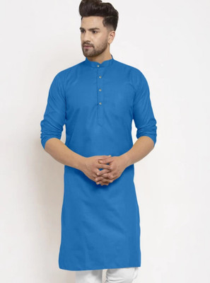 Jayenterprise Men Solid Straight Kurta(Blue)