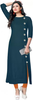 RK Costing Women Solid Straight Kurta(Dark Blue)