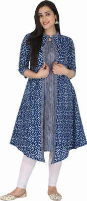 Kannahi Women Printed A-line Kurta(Blue)