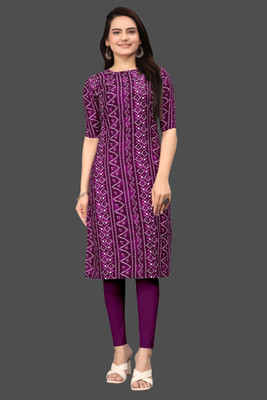 Tashvi Creation Women Printed Straight Kurta(Purple)