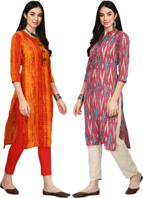 MAURYA Women Printed A-line Kurta(Orange, Pink)