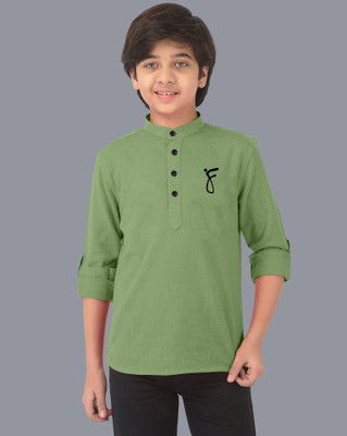 Ethnic Trendz Boys Solid Straight Kurta(Light Green)