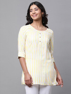 Aurelia Women Printed Straight Kurta(Yellow)