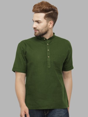 Hari Creation Men Solid Straight Kurta(Dark Green)