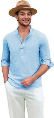 indirae Men Solid A-line Kurta(Gold)
