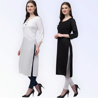 Coft Women Self Design, Solid Straight Kurta(Multicolor)