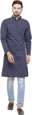Aarsha Men Solid Straight Kurta(Blue)