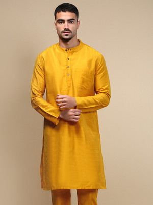 Whiteheart Men Solid Straight Kurta(Yellow)