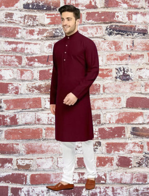 Bhanugiff Men Self Design Straight Kurta(Multicolor)