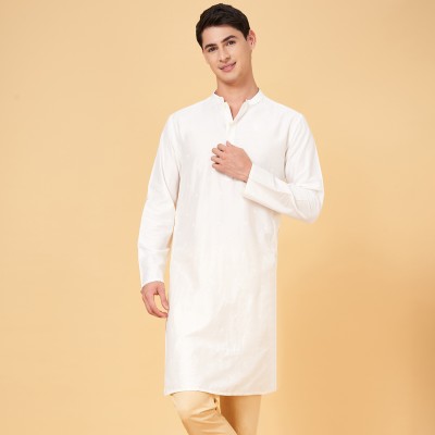 Indus Route by Pantaloons Men Dyed/Ombre Straight Kurta(Brown)