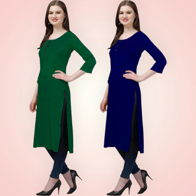 Coft Women Solid Straight Kurta(Multicolor)