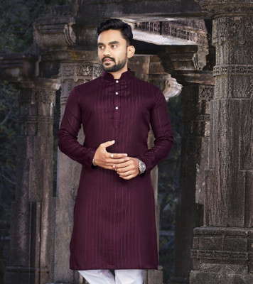HIKNOCK Men Self Design Ethnic Dress Kurta(Purple)