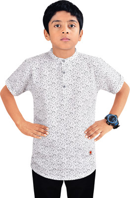 MADE IN THE SHADE Boys Printed Straight Kurta(White)
