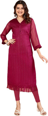 ZAZADIYA ENTERPRISE Women Self Design A-line Kurta(Maroon)