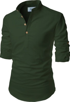 Edinwolf Men Solid A-line Kurta(Green)