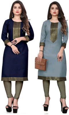 AAIKHODAL Women Self Design Straight Kurta(Multicolor)
