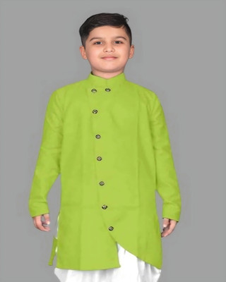 OMKAR EN TRENDS Boys Printed Straight Kurta(Light Green)
