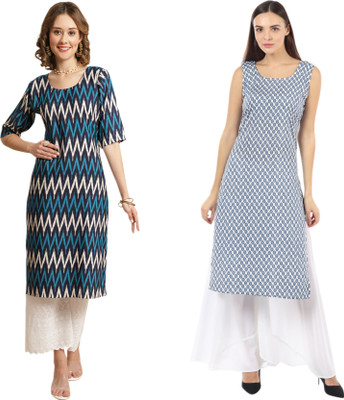 HouseOfCommon Women Printed Straight Kurta(Multicolor)
