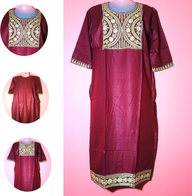 MS SAHID ENTERPRISES Women Embroidered A-line Kurta(Maroon)