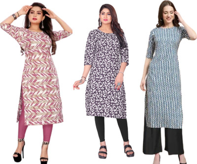 Dhruti Vaste Women Printed A-line Kurta(Multicolor)