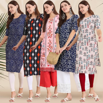 EthnicBasket Women Printed Straight Kurta(Multicolor)