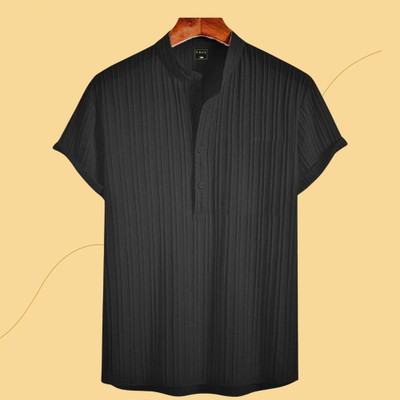 nitafashion Men Printed Straight Kurta(Black)