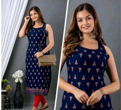 Shreejikurtis Women Printed A-line Kurta(Dark Blue)
