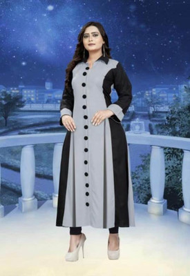Faxmon Fashion Women Self Design Ethnic Dress Kurta(Grey)