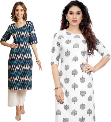HouseOfCommon Women Printed Straight Kurta(Multicolor)