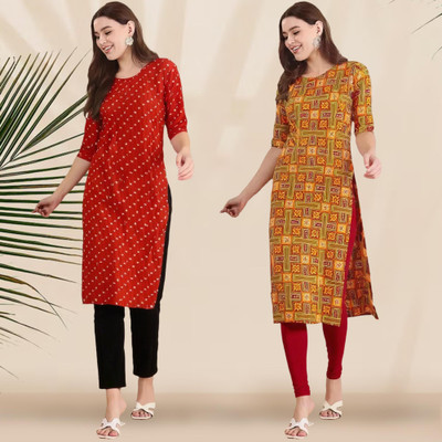 1 Stop Fashion Women Printed Straight Kurta(Multicolor)