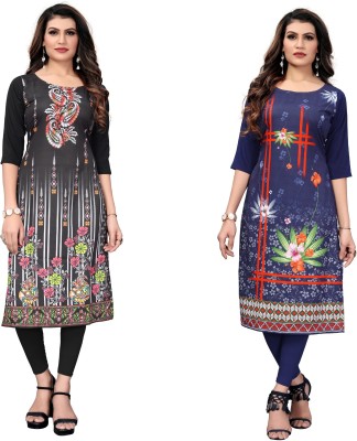 Yasti Enterprise Women Printed Anarkali Kurta(Multicolor)