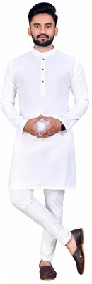 SHREE YAMUNA CREATION Men Solid Straight Kurta(White)