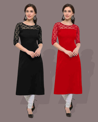 Maheshvi Women Self Design Straight Kurta(Multicolor)