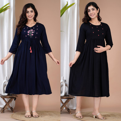 TRY ME Women Printed Anarkali Kurta(Blue)