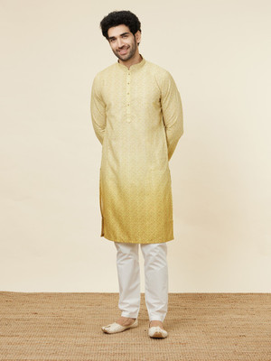 MANYAVAR Men Printed Straight Kurta(Green)
