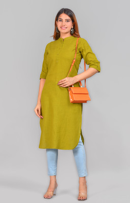 NEW STYLISH Women Self Design Straight Kurta(Dark Green)