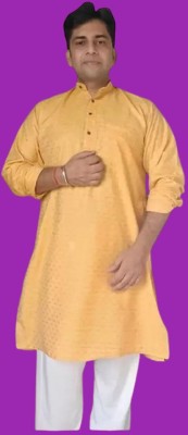 Vjikjkk Hub Men Solid Straight Kurta(Dark Blue)