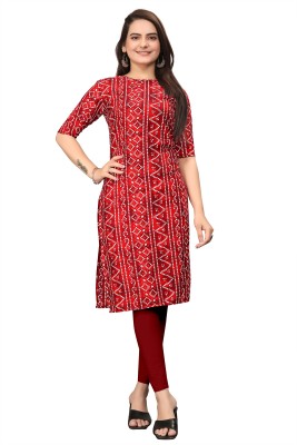 RITOSA Women Printed Straight Kurta(Red)